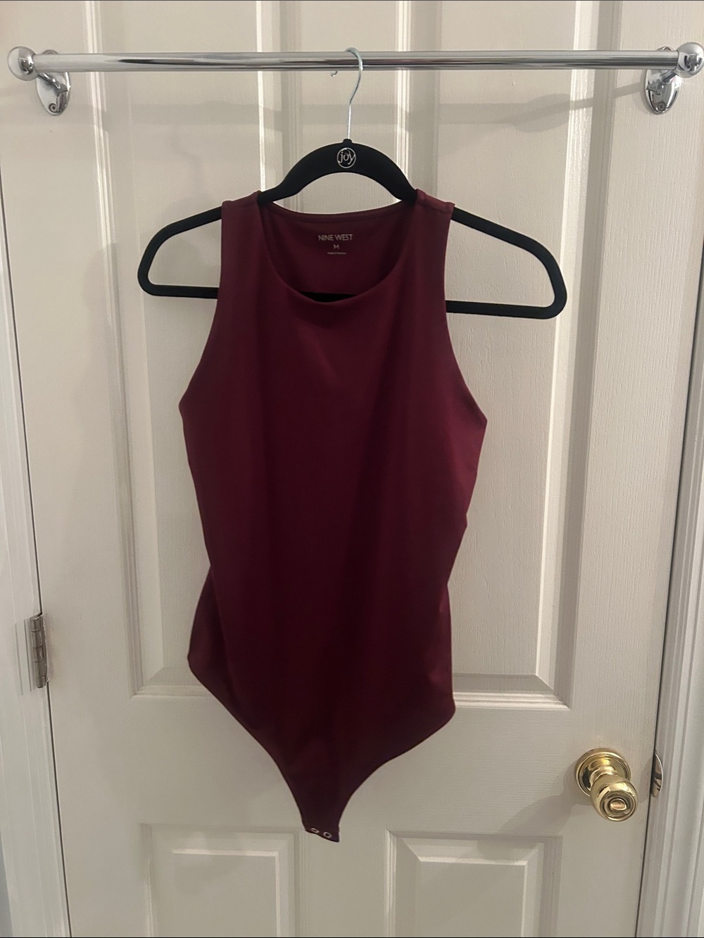 Nine West Sleeveless high neck maroon Bodysuit